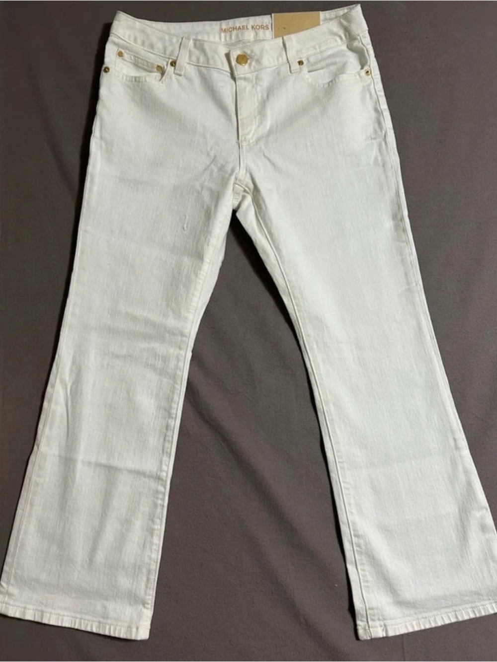 NWT Michael Michael Kors Izzy Cropped Flare White Jeans